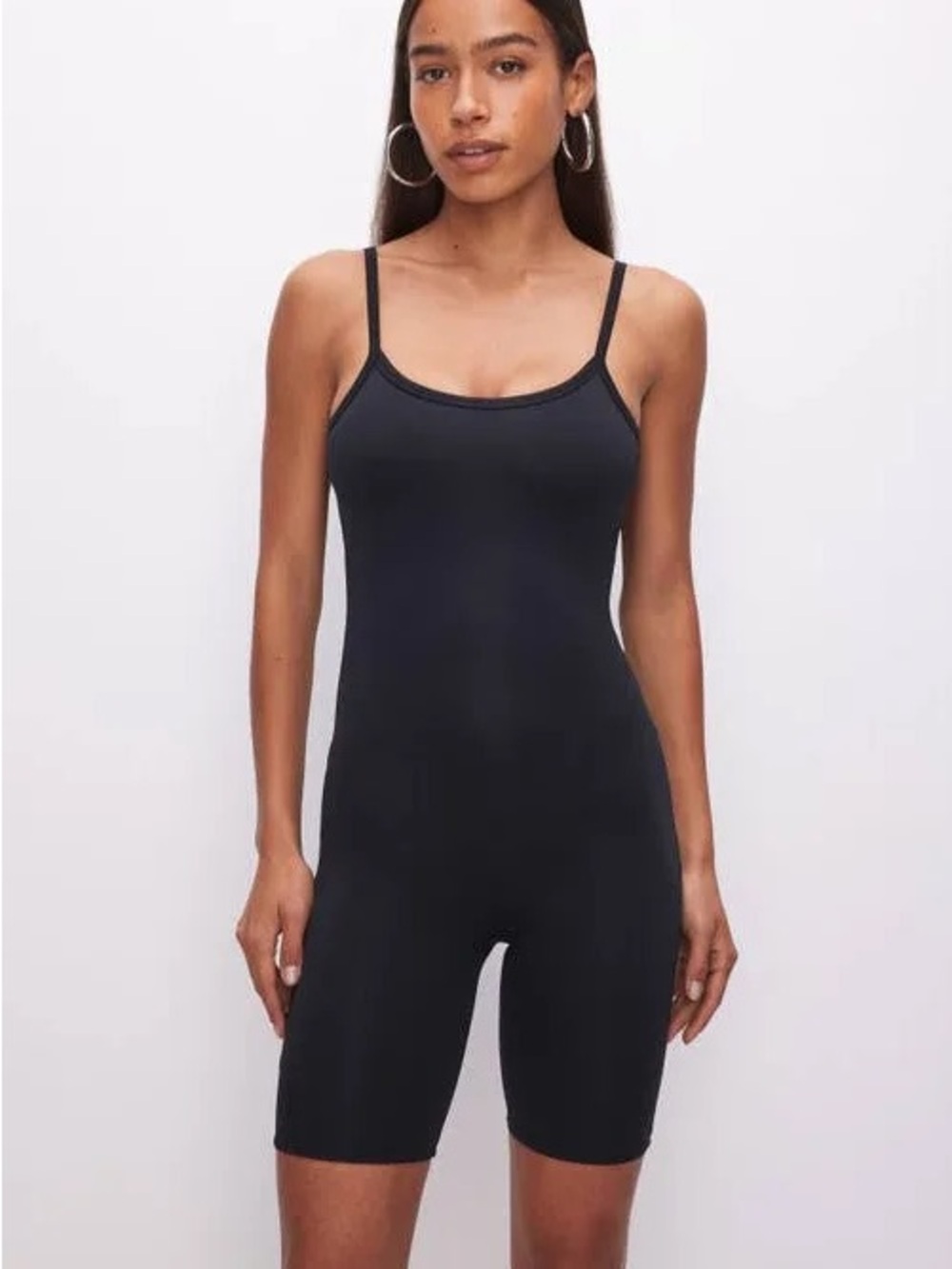 Good American Black One-Piece Workout Romper